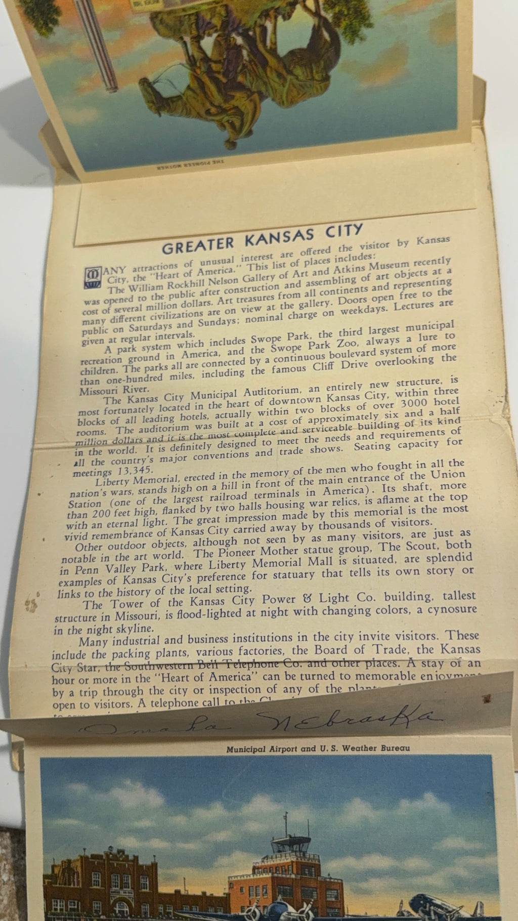 Vintage Linen Greater Kanasas City 18 Post Card Souvenir Book