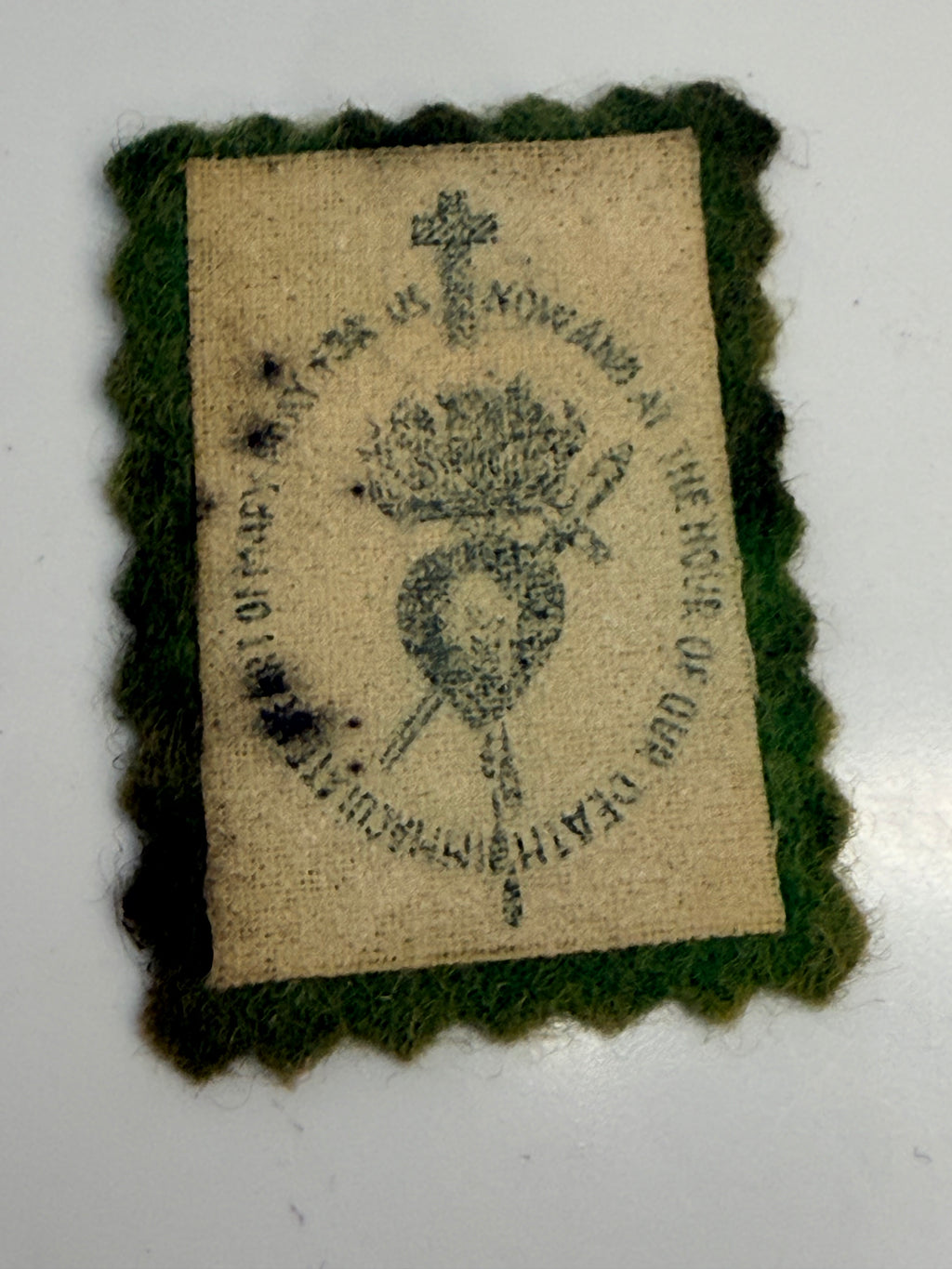 Vintage fabric Scapular of the Immaculate Heart of Mary