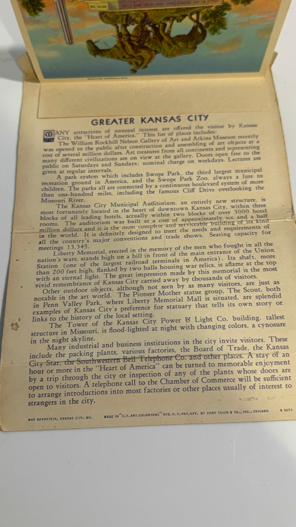 Vintage Linen Greater Kanasas City 18 Post Card Souvenir Book