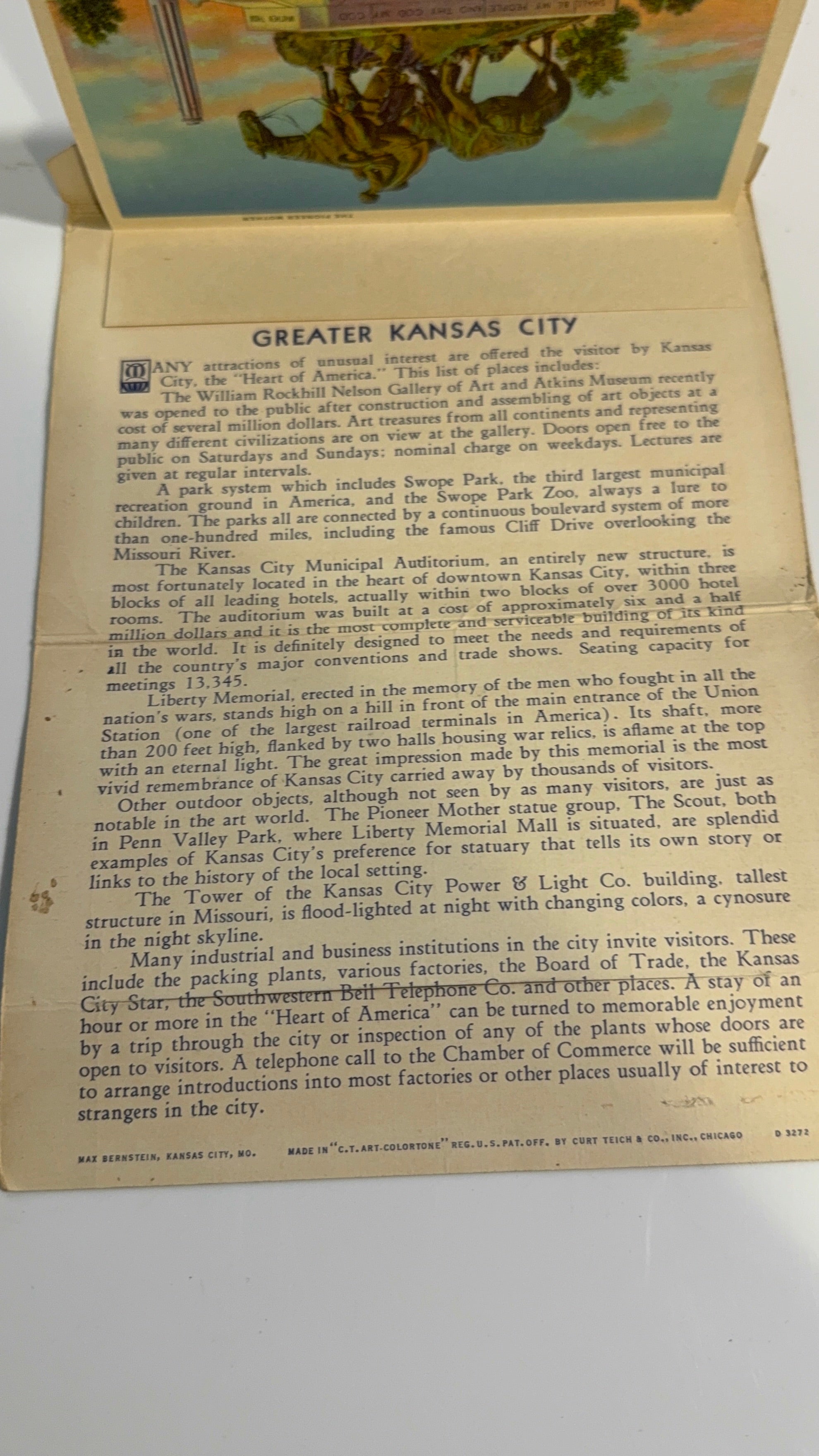 Vintage Linen Greater Kanasas City 18 Post Card Souvenir Book