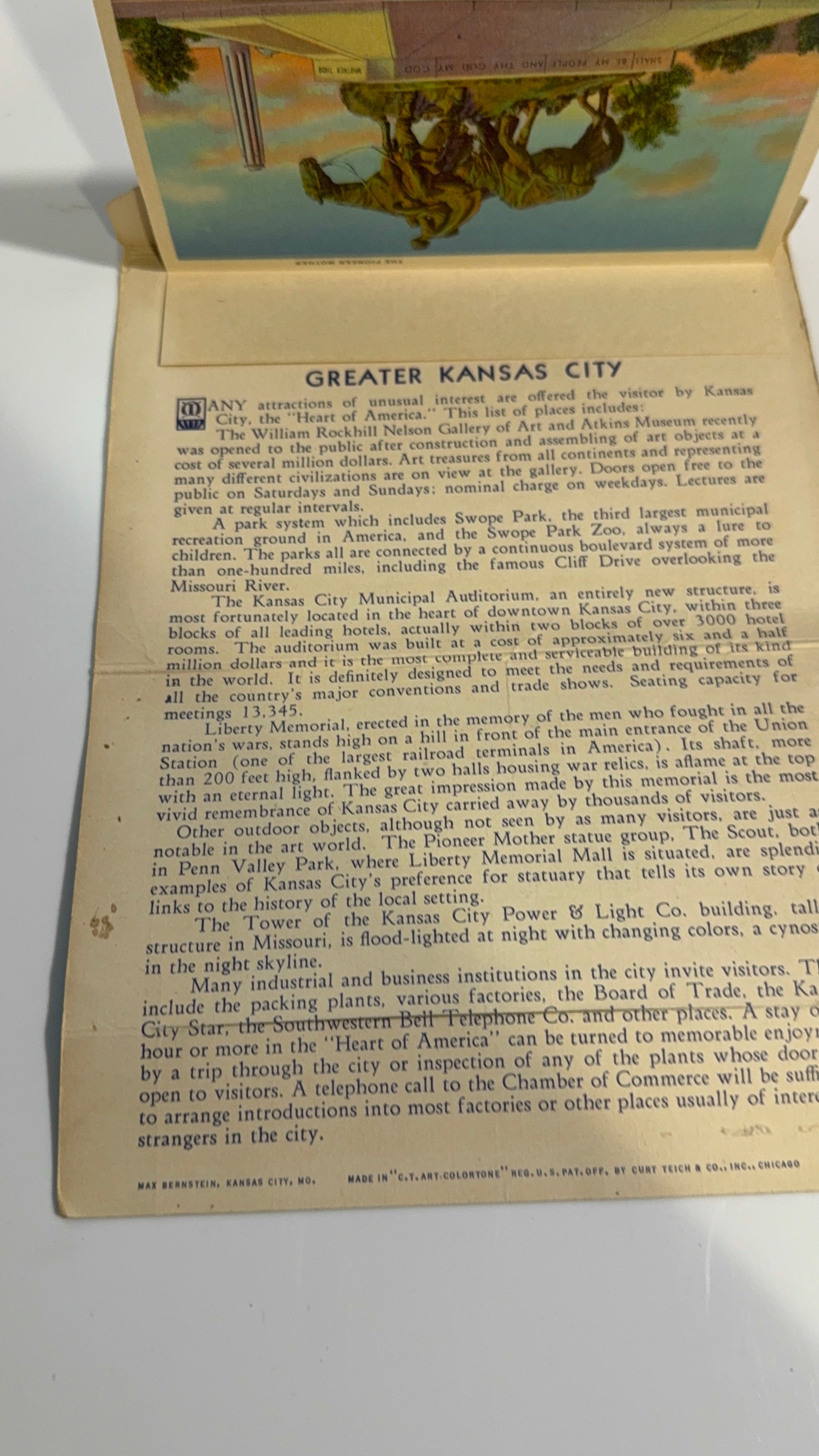 Vintage Linen Greater Kanasas City 18 Post Card Souvenir Book