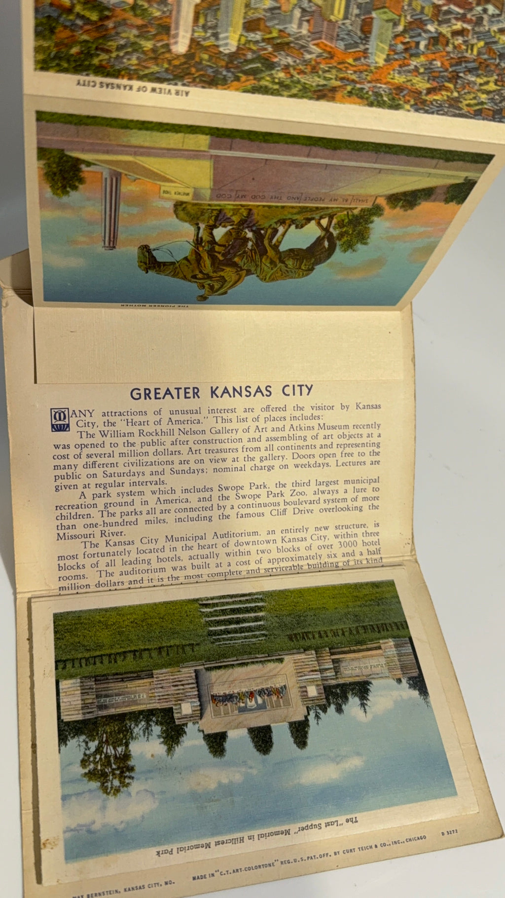Vintage Linen Greater Kanasas City 18 Post Card Souvenir Book