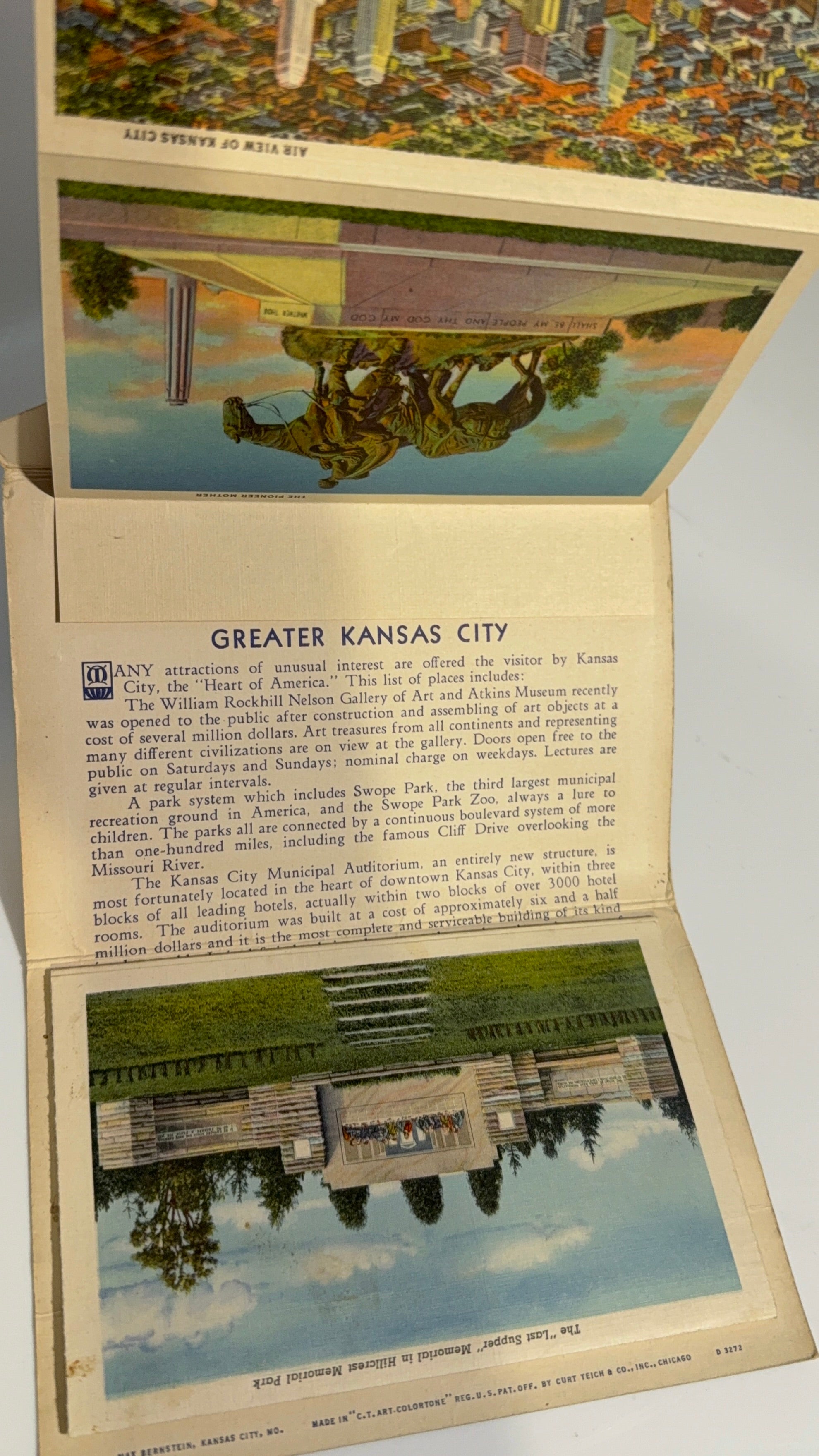 Vintage Linen Greater Kanasas City 18 Post Card Souvenir Book