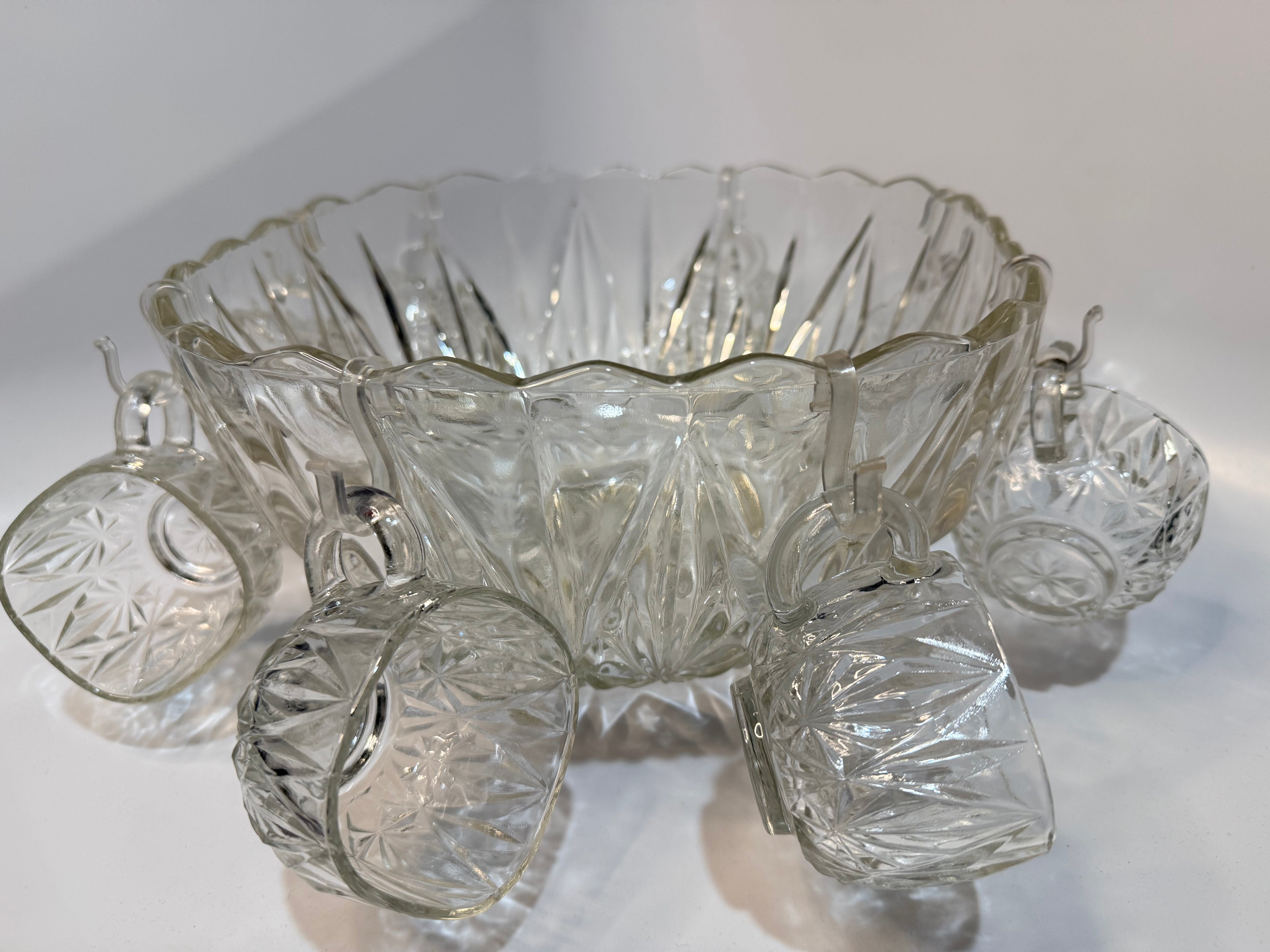 Crystal Punch Bowl and Cups