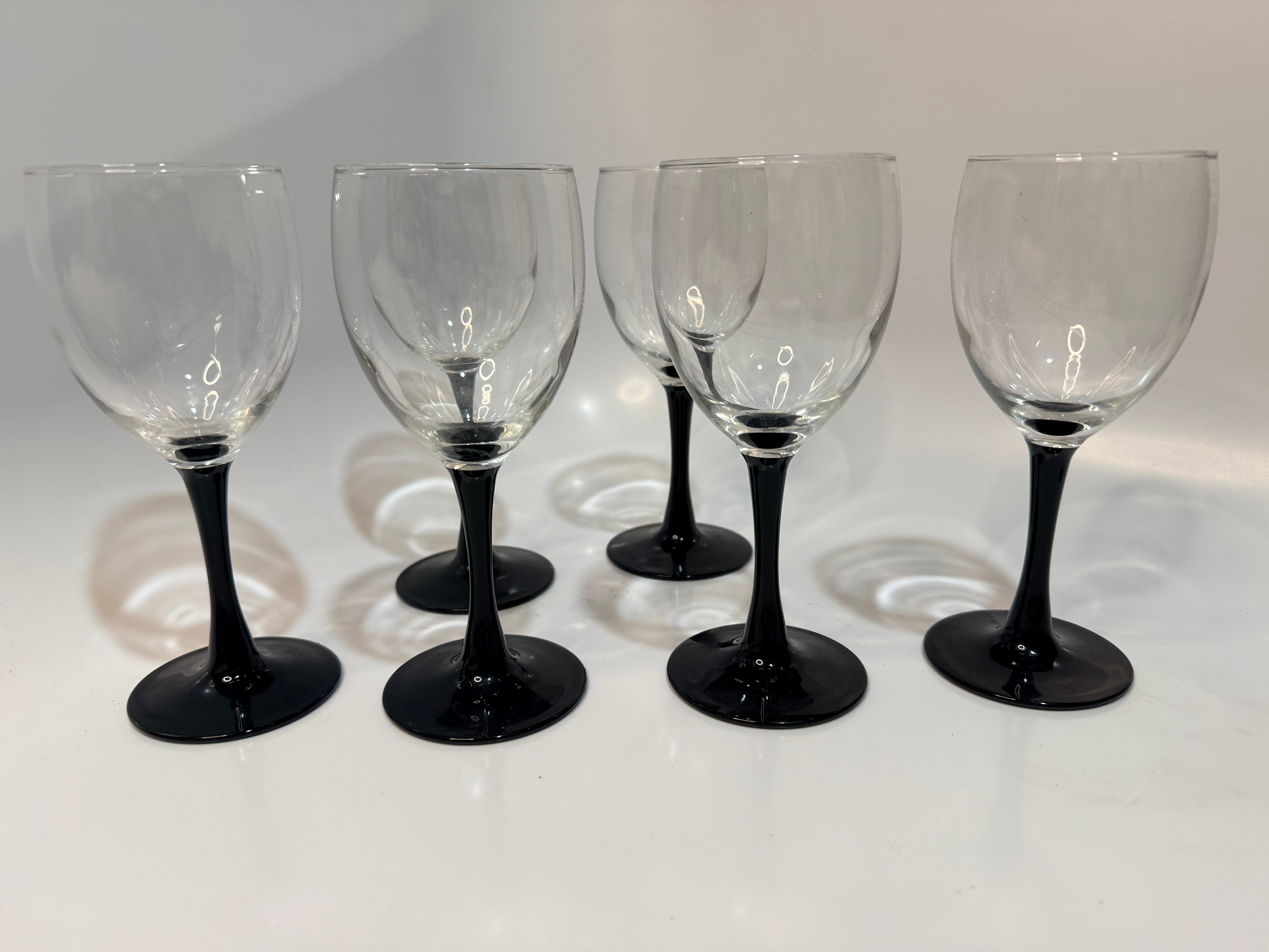 Vintage Black stem wine glasses.