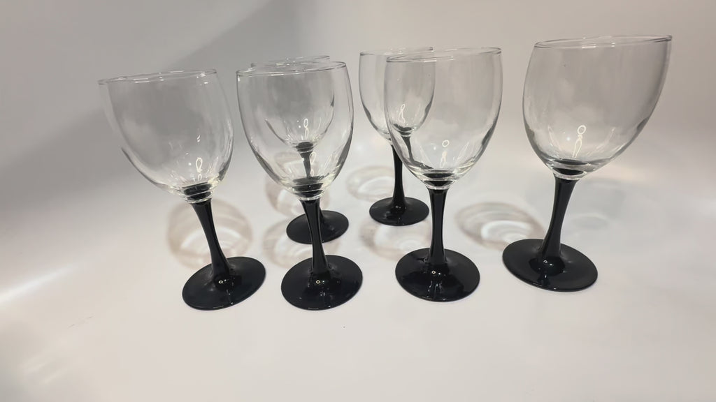 Vintage Black stem wine glasses.